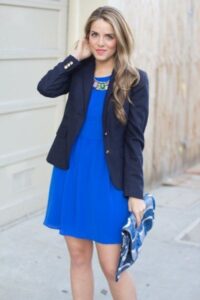 A light blue dress can use as a smart dress